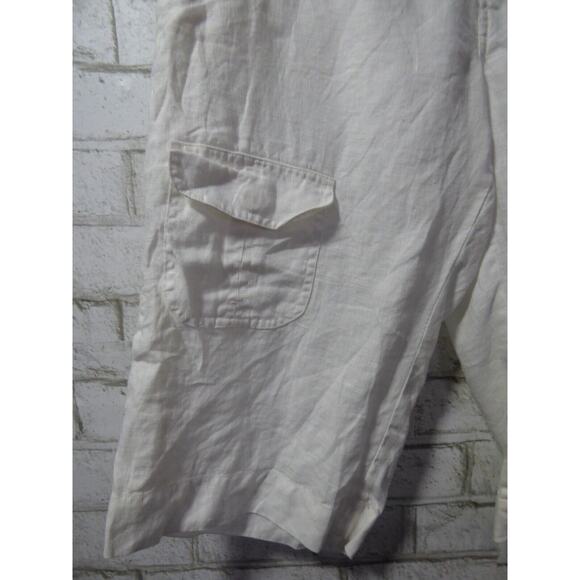 JW Los Angeles Johnny Was White Linen Roll Tab Cargo Shorts XS NEW - Picture 4 of 11
